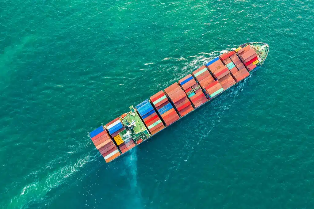 cargo ship carrying container for business import and export logistic supply chain,sea freight,Aerial view of product sourcing
