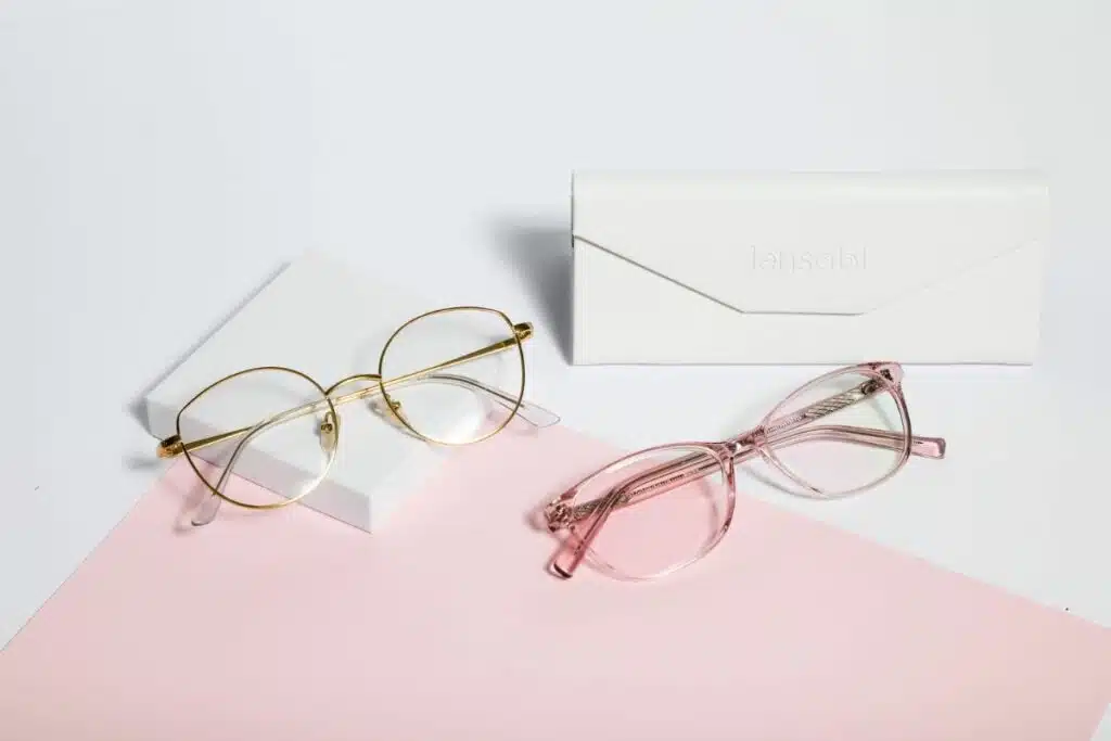 Variety of stylish private label glasses displayed, featuring modern designs and diverse frame styles suitable for different face shapes and preferences