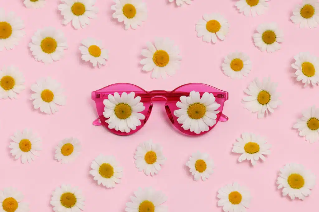 Trendy pink sunglasses highlighting their vibrant color and unique design.