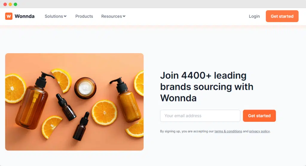 Wonnda's website - One central platform to source, launch and scale your product line.