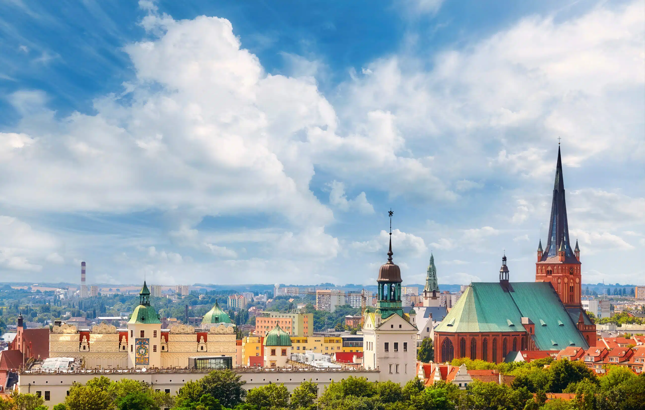 Panoramic view of Szczecin City downtown, Poland.