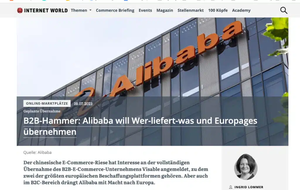 Alibaba acquires Europages and Wer liefert was