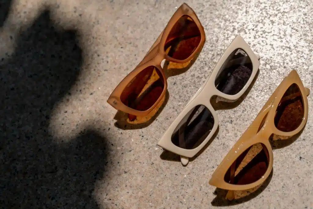 Image showcasing a collection of sunglasses in various styles and designs.